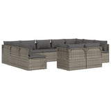 11 Piece Garden Lounge Set with Cushions Grey Poly Rattan - Top-Down View