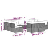 11 Piece Garden Lounge Set with Cushions Grey Poly Rattan - Extra Image