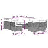 12 Piece Garden Lounge Set with Cushions Grey Poly Rattan