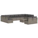 13 Piece Garden Lounge Set with Cushions Grey Poly Rattan