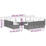 13 Piece Garden Lounge Set with Cushions Grey Poly Rattan