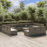 14 Piece Garden Lounge Set with Cushions Grey Poly Rattan