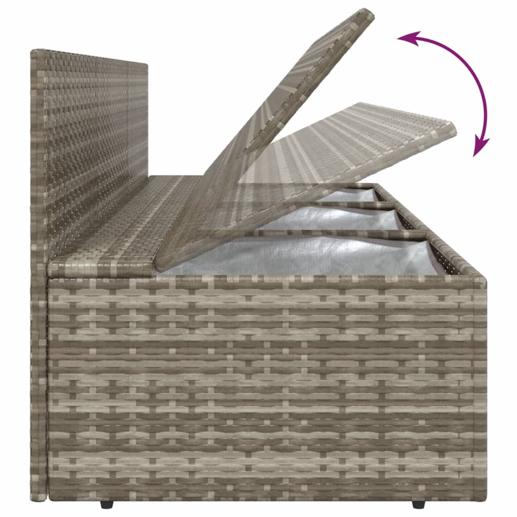 14 Piece Garden Lounge Set with Cushions Grey Poly Rattan
