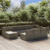 10 Piece Garden Lounge Set with Cushions Grey Poly Rattan - Top-Down View