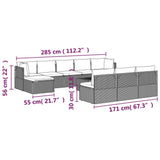 11 Piece Garden Lounge Set with Cushions Grey Poly Rattan - Extra Image