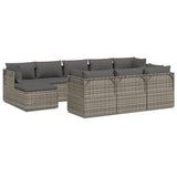10 Piece Garden Lounge Set with Cushions Grey Poly Rattan - Front View