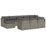 10 Piece Garden Lounge Set with Cushions Grey Poly Rattan - Side View