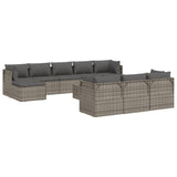 11 Piece Garden Lounge Set with Cushions Grey Poly Rattan