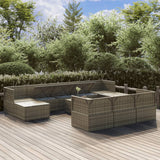11 Piece Garden Lounge Set with Cushions Grey Poly Rattan - Top-Down View
