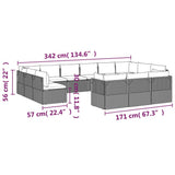 13 Piece Garden Lounge Set with Cushions Grey Poly Rattan - Extra Image