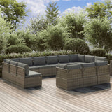 13 Piece Garden Lounge Set with Cushions Grey Poly Rattan