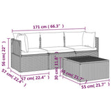 4 Piece Garden Lounge Set with Cushions Grey Poly Rattan