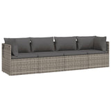 4 Piece Garden Lounge Set with Cushions Grey Poly Rattan - Side View