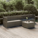 5 Piece Garden Lounge Set with Cushions Grey Poly Rattan