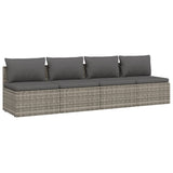 4 Piece Garden Lounge Set with Cushions Grey Poly Rattan - Side View