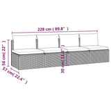 4 Piece Garden Lounge Set with Cushions Grey Poly Rattan