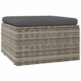 5 Piece Garden Lounge Set with Cushions Grey Poly Rattan - Rear View