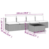 5 Piece Garden Lounge Set with Cushions Grey Poly Rattan - Extra Image