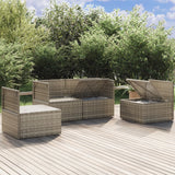 4 Piece Garden Lounge Set with Cushions Grey Poly Rattan - Top-Down View