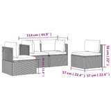 4 Piece Garden Lounge Set with Cushions Grey Poly Rattan - Extra Image