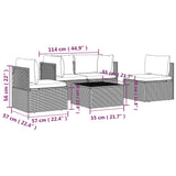 5 Piece Garden Lounge Set with Cushions Grey Poly Rattan - Extra Image