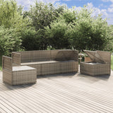 5 Piece Garden Lounge Set with Cushions Grey Poly Rattan - Top-Down View