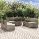6 Piece Garden Lounge Set with Cushions Grey Poly Rattan