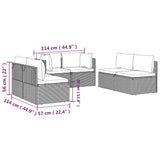 6 Piece Garden Lounge Set with Cushions Grey Poly Rattan