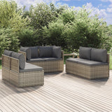 6 Piece Garden Lounge Set with Cushions Grey Poly Rattan
