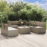 7 Piece Garden Lounge Set with Cushions Grey Poly Rattan