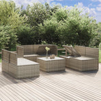7 Piece Garden Lounge Set with Cushions Grey Poly Rattan