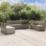 7 Piece Garden Lounge Set with Cushions Grey Poly Rattan