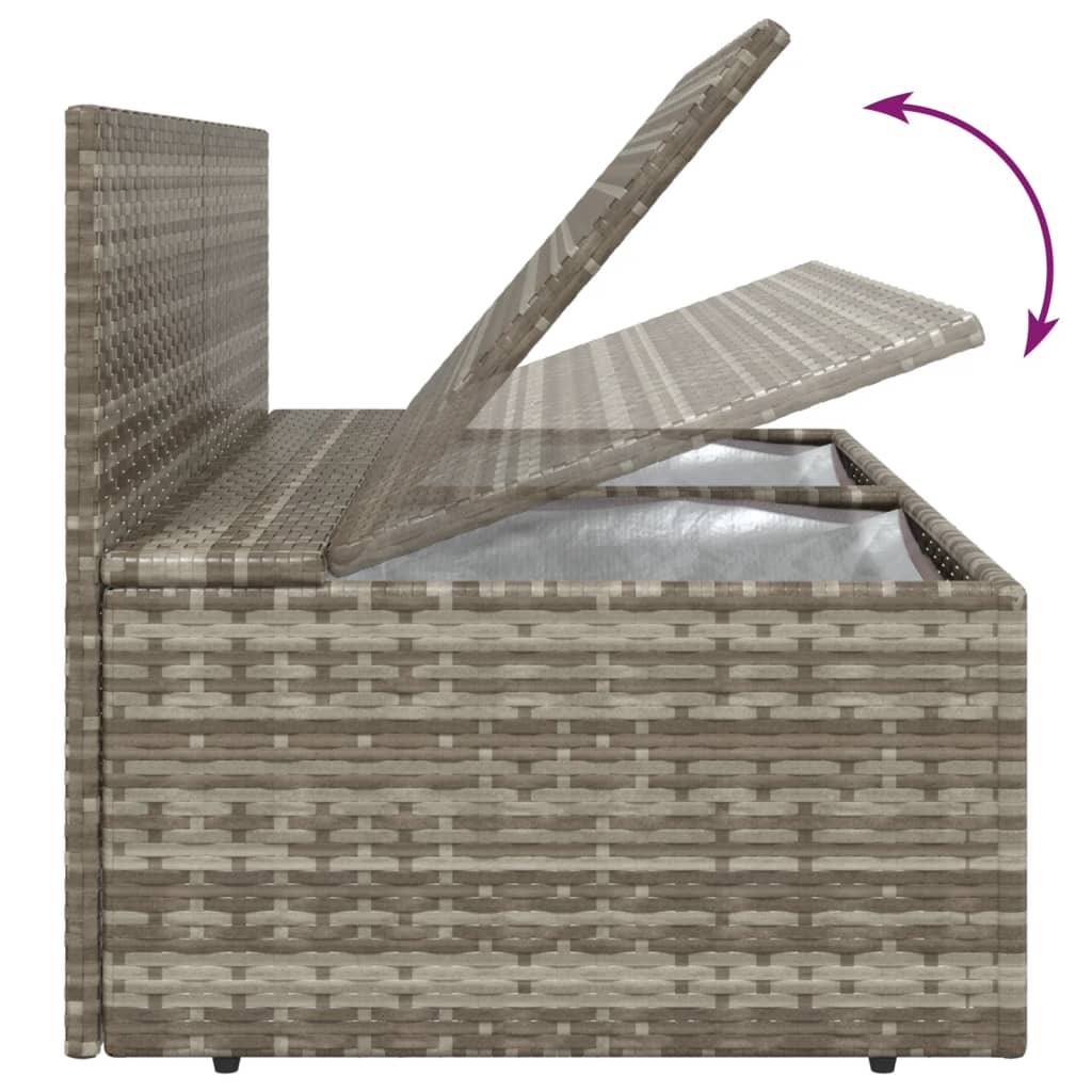 7 Piece Garden Lounge Set with Cushions Grey Poly Rattan