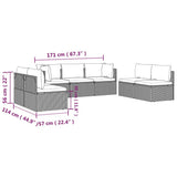 7 Piece Garden Lounge Set with Cushions Grey Poly Rattan