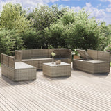 8 Piece Garden Lounge Set with Cushions Grey Poly Rattan - Top-Down View