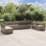 8 Piece Garden Lounge Set with Cushions Grey Poly Rattan - Top-Down View