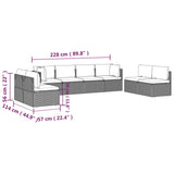 8 Piece Garden Lounge Set with Cushions Grey Poly Rattan