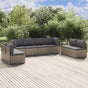 8 Piece Garden Lounge Set with Cushions Grey Poly Rattan