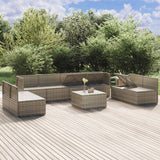 9 Piece Garden Lounge Set with Cushions Grey Poly Rattan - Top-Down View