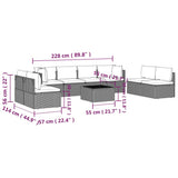 9 Piece Garden Lounge Set with Cushions Grey Poly Rattan - Extra Image