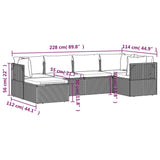 6 Piece Garden Lounge Set with Cushions Grey Poly Rattan - Extra Image