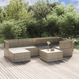 7 Piece Garden Lounge Set with Cushions Grey Poly Rattan - Top-Down View