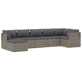 7 Piece Garden Lounge Set with Cushions Grey Poly Rattan