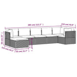 7 Piece Garden Lounge Set with Cushions Grey Poly Rattan