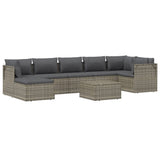 8 Piece Garden Lounge Set with Cushions Grey Poly Rattan - Side View