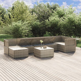8 Piece Garden Lounge Set with Cushions Grey Poly Rattan - Top-Down View