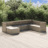 7 Piece Garden Lounge Set with Cushions Grey Poly Rattan