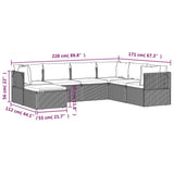 7 Piece Garden Lounge Set with Cushions Grey Poly Rattan - Extra Image