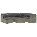 8 Piece Garden Lounge Set with Cushions Grey Poly Rattan - Side View