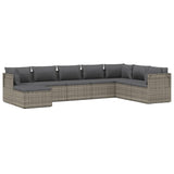 8 Piece Garden Lounge Set with Cushions Grey Poly Rattan - Front View